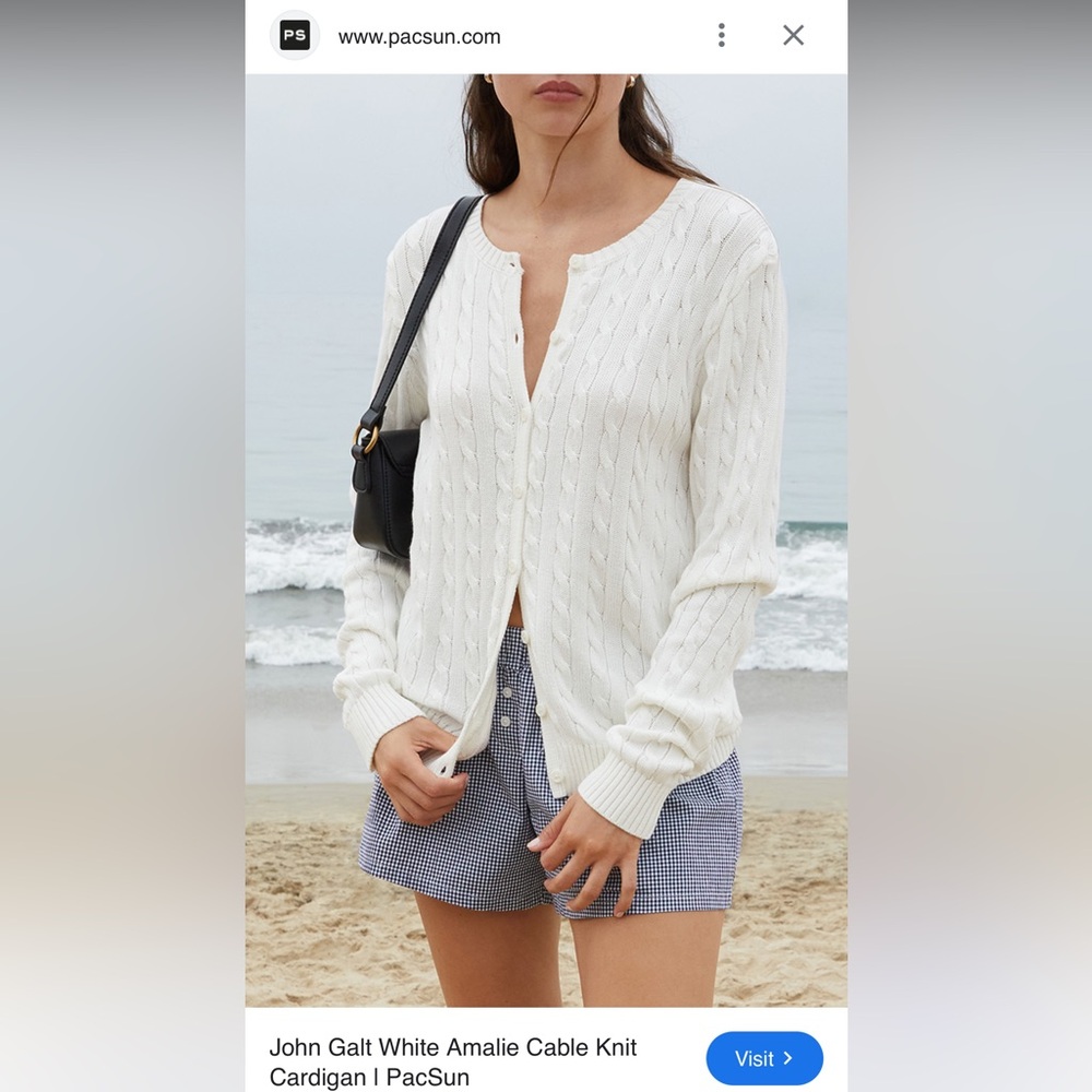 Brandy Melville John Galt White Amelie Cable Knit Cardigan S